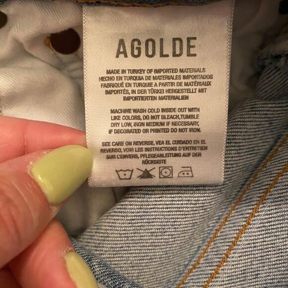 AGOLDE Women's size 29 Riley Button Fly High Rise Straight Fit Distressed Jeans - Picture 4 of 8